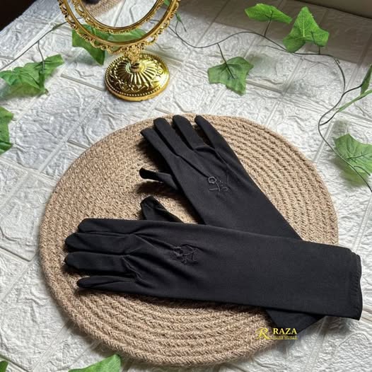 Muslim Wear Hijab Gloves for Women & Girls | Soft Stretchable Fabric | Black Islamic Hand Gloves ( Black, 1 Pair)