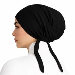 Ladies Cap -JENNA  Muslim Women Black Plain Pure Cotton Under Hijab Cap Under scarf Hijab Head Band | Under Scarf Hijab Tube Cap | Scarf Stole Head Cap Girls | women hijab cap for girls hijab cap for women inner cap for hijab pack of 1