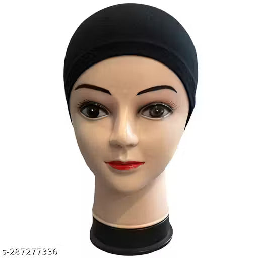 Ladies Cap -JENNA  Muslim Women Black Plain Pure Cotton Under Hijab Cap Under scarf Hijab Head Band | Under Scarf Hijab Tube Cap | Scarf Stole Head Cap Girls | women hijab cap for girls hijab cap for women inner cap for hijab pack of 1